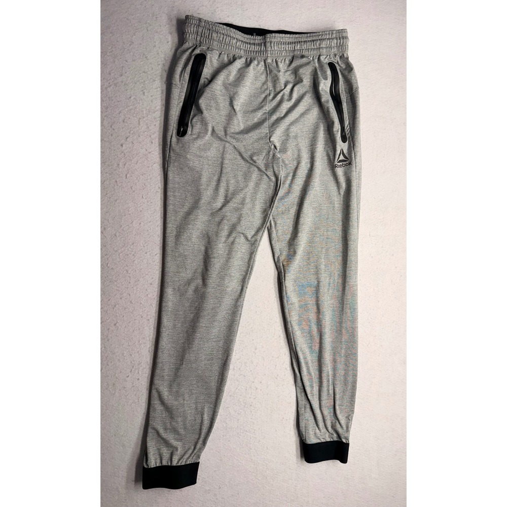 Reebok Mens Gray Heathered Tapered Joggers Athletic Pants Size Medium FZ3088